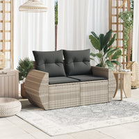 Thumbnail for Gartensofa mit Kissen 2-Sitzer Hellgrau Poly Rattan
