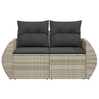 Thumbnail for Gartensofa mit Kissen 2-Sitzer Hellgrau Poly Rattan