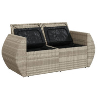Thumbnail for Gartensofa mit Kissen 2-Sitzer Hellgrau Poly Rattan
