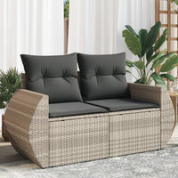 Thumbnail for Gartensofa mit Kissen 2-Sitzer Hellgrau Poly Rattan