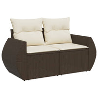 Thumbnail for Gartensofa mit Kissen 2-Sitzer Braun Poly Rattan
