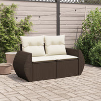 Thumbnail for Gartensofa mit Kissen 2-Sitzer Braun Poly Rattan