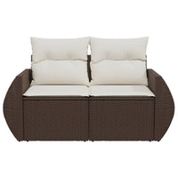 Thumbnail for Gartensofa mit Kissen 2-Sitzer Braun Poly Rattan