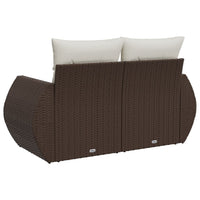 Thumbnail for Gartensofa mit Kissen 2-Sitzer Braun Poly Rattan