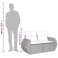 Thumbnail for Gartensofa mit Kissen 2-Sitzer Braun Poly Rattan