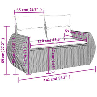 Thumbnail for Gartensofa mit Kissen 2-Sitzer Braun Poly Rattan