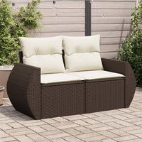 Thumbnail for Gartensofa mit Kissen 2-Sitzer Braun Poly Rattan