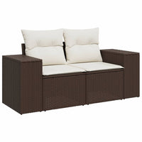Thumbnail for Gartensofa mit Kissen 2-Sitzer Braun Poly Rattan
