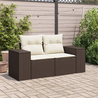 Thumbnail for Gartensofa mit Kissen 2-Sitzer Braun Poly Rattan