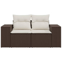 Thumbnail for Gartensofa mit Kissen 2-Sitzer Braun Poly Rattan