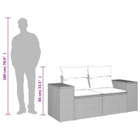 Thumbnail for Gartensofa mit Kissen 2-Sitzer Braun Poly Rattan