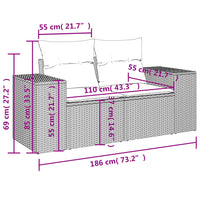 Thumbnail for Gartensofa mit Kissen 2-Sitzer Braun Poly Rattan