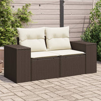 Thumbnail for Gartensofa mit Kissen 2-Sitzer Braun Poly Rattan