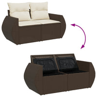 Thumbnail for Gartensofa mit Kissen 2-Sitzer Braun Poly Rattan