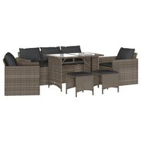 Thumbnail for 6-tlg. Garten-Sofagarnitur mit Kissen Grau Poly Rattan