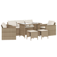 Thumbnail for 6-tlg. Garten-Sofagarnitur mit Kissen Beige Poly Rattan