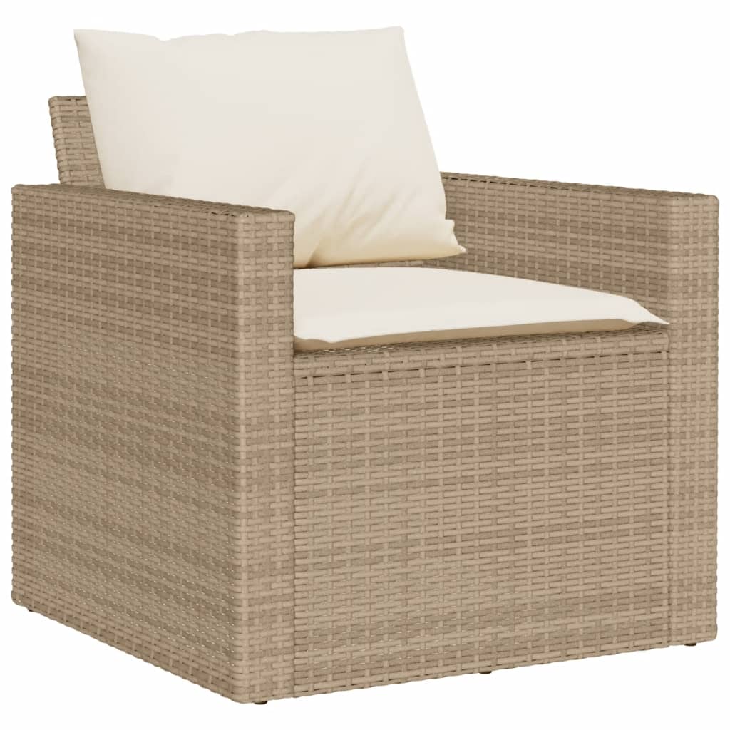 6-tlg. Garten-Sofagarnitur mit Kissen Beige Poly Rattan