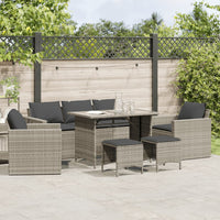 Thumbnail for 6-tlg. Garten-Sofagarnitur mit Kissen Hellgrau Poly Rattan