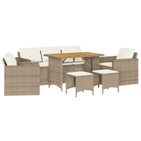 Thumbnail for 6-tlg. Garten-Sofagarnitur mit Kissen Beige Poly Rattan