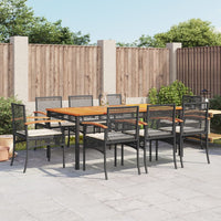 Thumbnail for 9-tlg. Garten-Essgruppe mit Kissen Schwarz Poly Rattan