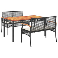 Thumbnail for 3-tlg. Garten-Essgruppe mit Kissen Schwarz Poly Rattan