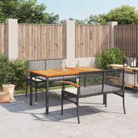 Thumbnail for 3-tlg. Garten-Essgruppe mit Kissen Schwarz Poly Rattan