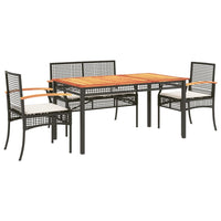 Thumbnail for 5-tlg. Garten-Essgruppe mit Kissen Schwarz Poly Rattan
