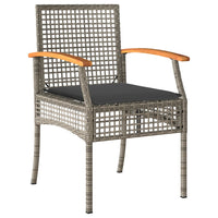 Thumbnail for 3-tlg. Garten-Essgruppe mit Kissen Grau Poly Rattan