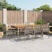 Thumbnail for 9-tlg. Garten-Essgruppe mit Kissen Grau Poly Rattan
