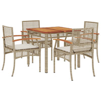 Thumbnail for 5-tlg. Garten-Essgruppe mit Kissen Beige Poly Rattan