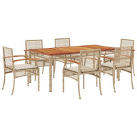 Thumbnail for 7-tlg. Garten-Essgruppe mit Kissen Beige Poly Rattan