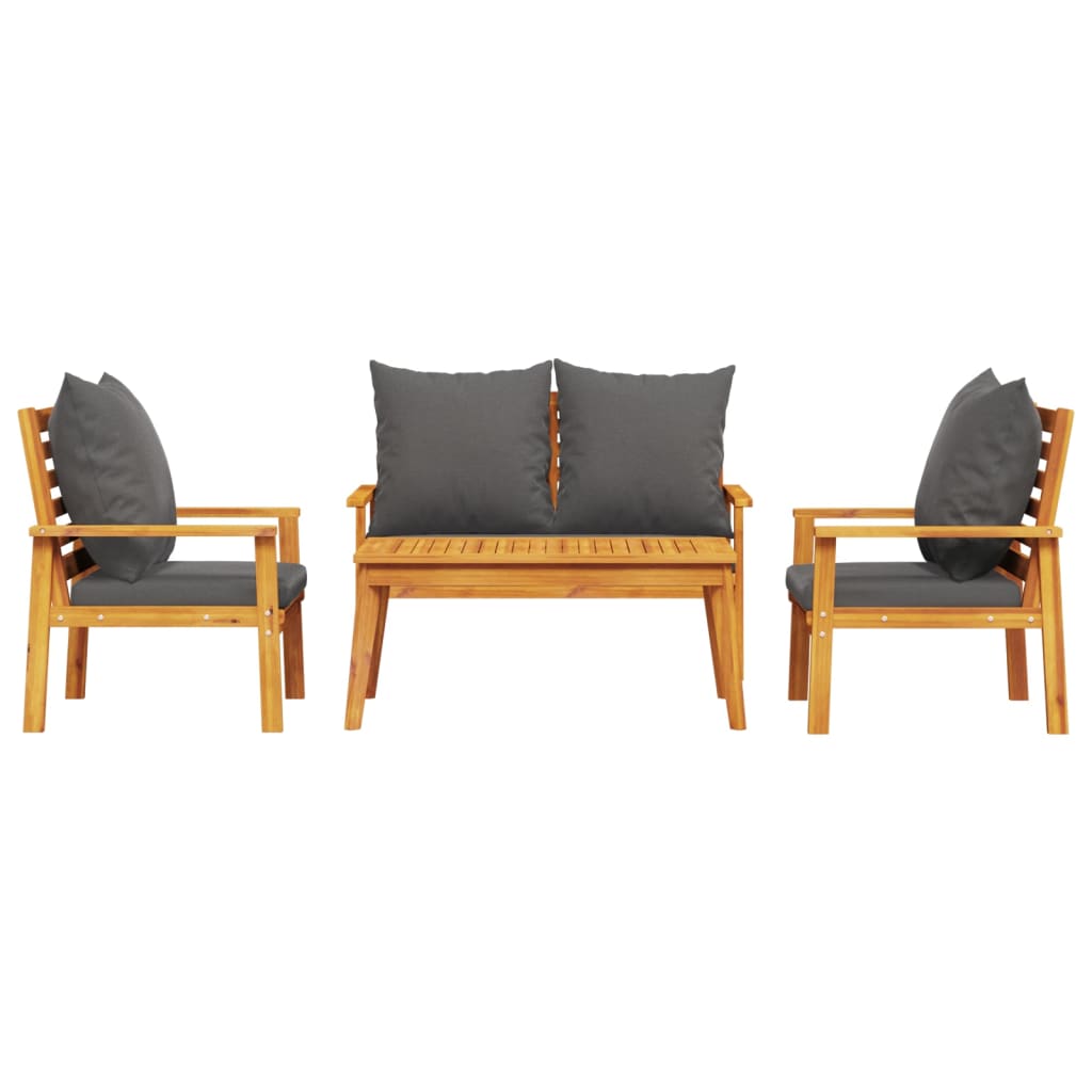 4-tlg. Garten-Lounge-Set mit Kissen Massivholz Akazie