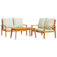 Thumbnail for 3-tlg. Garten-Lounge-Set mit Kissen Massivholz Akazie