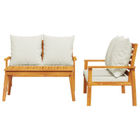 Thumbnail for 3-tlg. Garten-Lounge-Set mit Kissen Massivholz Akazie
