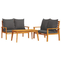 Thumbnail for 3-tlg. Garten-Lounge-Set mit Kissen Massivholz Akazie