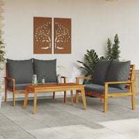 Thumbnail for 3-tlg. Garten-Lounge-Set mit Kissen Massivholz Akazie