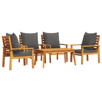 Thumbnail for 5-tlg. Garten-Lounge-Set mit Kissen Massivholz Akazie