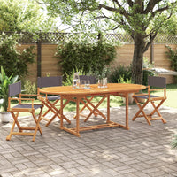 Thumbnail for Klappbare Gartenstühle 4 Stk. Dunkelgrau Stoff