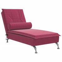 Thumbnail for Massage-Chaiselongue mit Nackenrolle Weinrot Samt