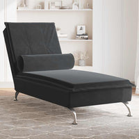 Thumbnail for Massage-Chaiselongue mit Nackenrolle Schwarz Samt