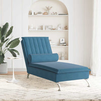 Thumbnail for Massage-Chaiselongue mit Nackenrolle Blau Samt