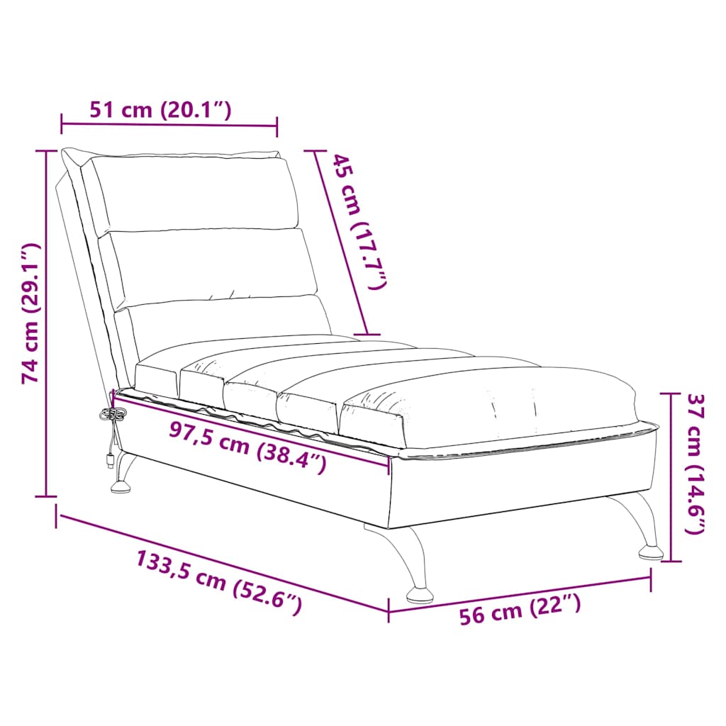 Massage-Chaiselongue mit Kissen Taupe Stoff
