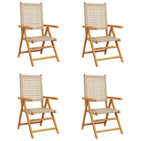 Thumbnail for Gartenstuhl Verstellbar 4 Stk. Beige Poly Rattan Massivholz