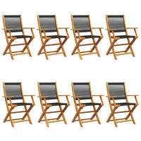 Thumbnail for Gartenstühle 8 Stk. Klappbar Schwarz Massivholz Akazie
