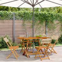 Thumbnail for Gartenstühle 4 Stk. Klappbar Beige Poly Rattan & Massivholz