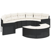 Thumbnail for 2-tlg. Garten-Sofagarnitur Halbrund Schwarz Poly-Rattan