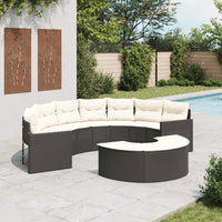 Thumbnail for 2-tlg. Garten-Sofagarnitur Halbrund Schwarz Poly-Rattan