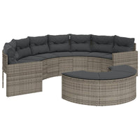 Thumbnail for 2-tlg. Garten-Sofagarnitur Halbrund Grau Poly Rattan