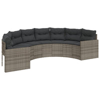 Thumbnail for 2-tlg. Garten-Sofagarnitur Halbrund Grau Poly Rattan