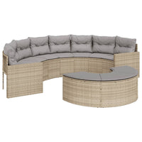 Thumbnail for 2-tlg. Garten-Sofagarnitur Halbrund Beige Poly-Rattan